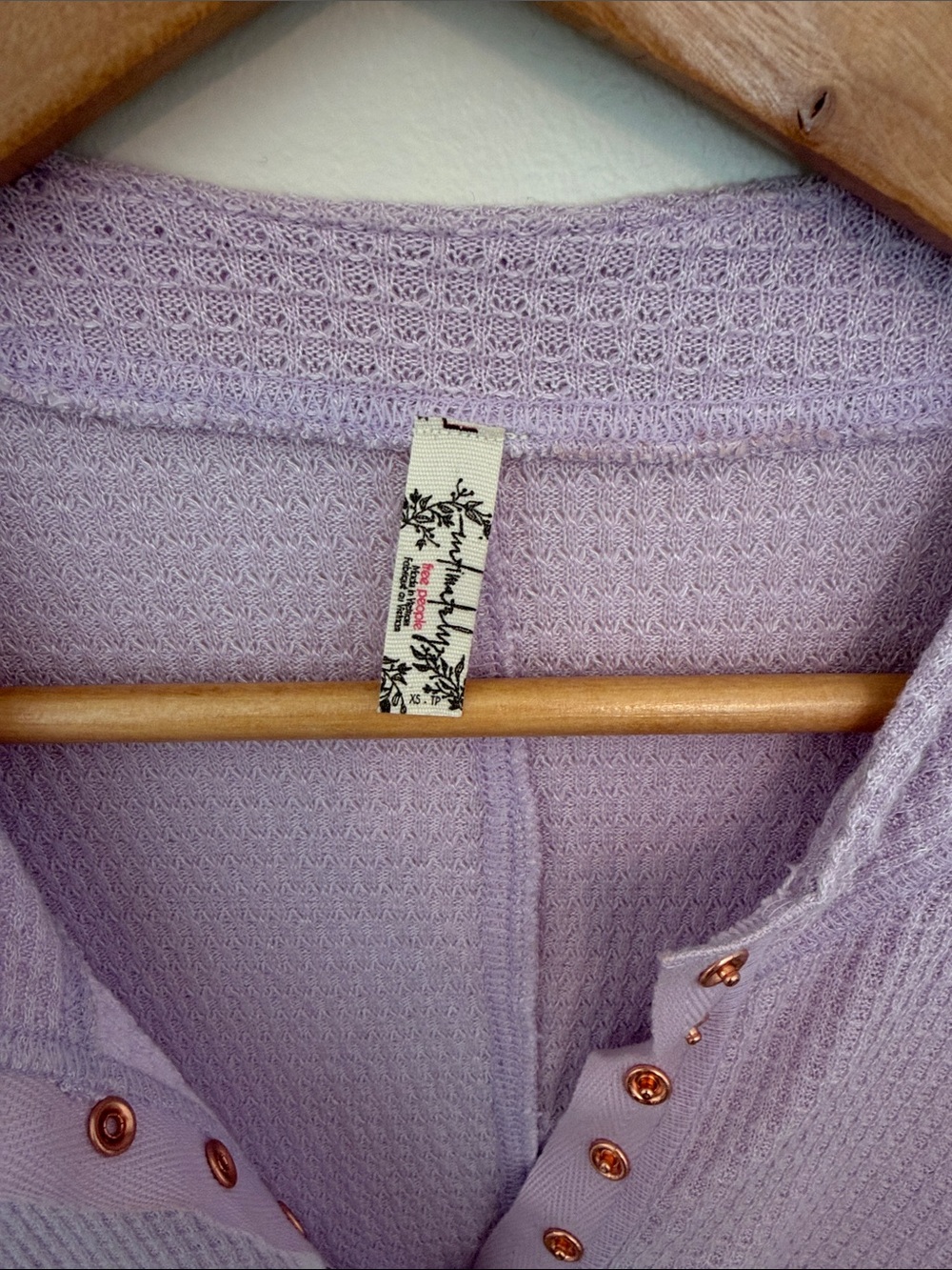 Free People Lilac Waffle Henley Long Sleeve Top - Picture 2 of 3